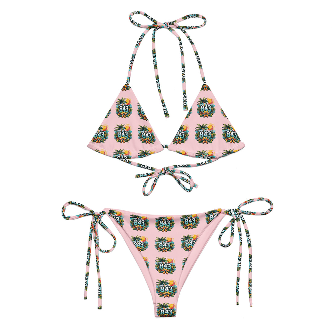 843 Pattern print recycled string bikini