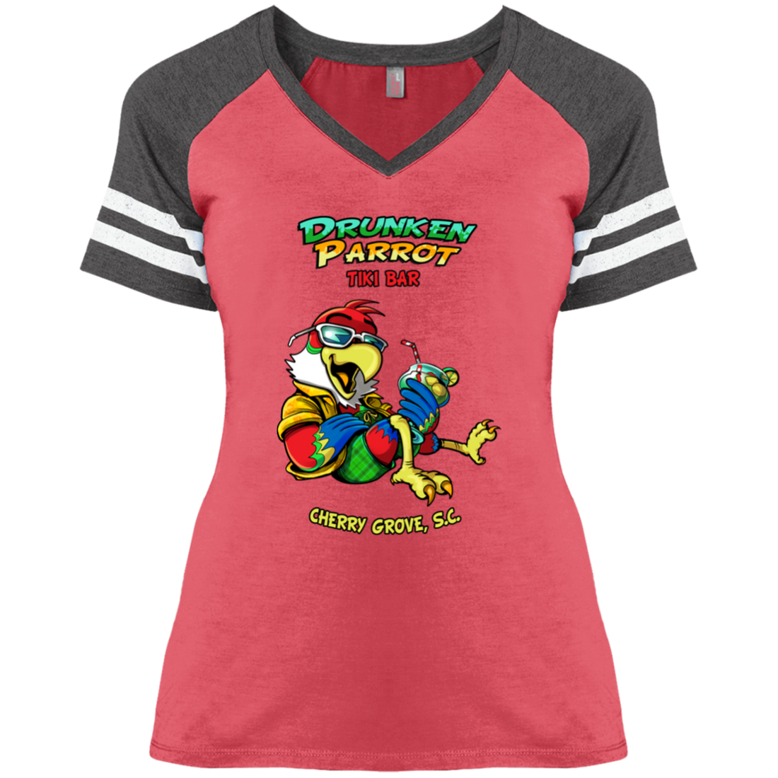 Drunken Parrot  Ladies' Game V-Neck T-Shirt