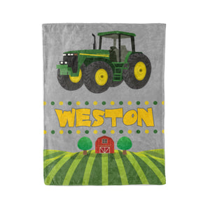 Custom Kids Tractor Fleece Blanket